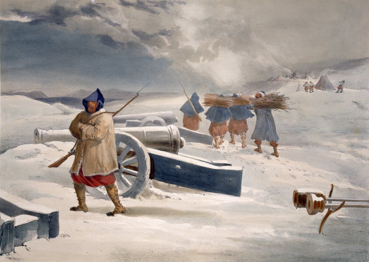 Sentinel of the Zouaves, płyta z „The Seat of War in the East”, wydanej przez Colnaghi and Co., 1856 autorstwa William Crimea Simpson