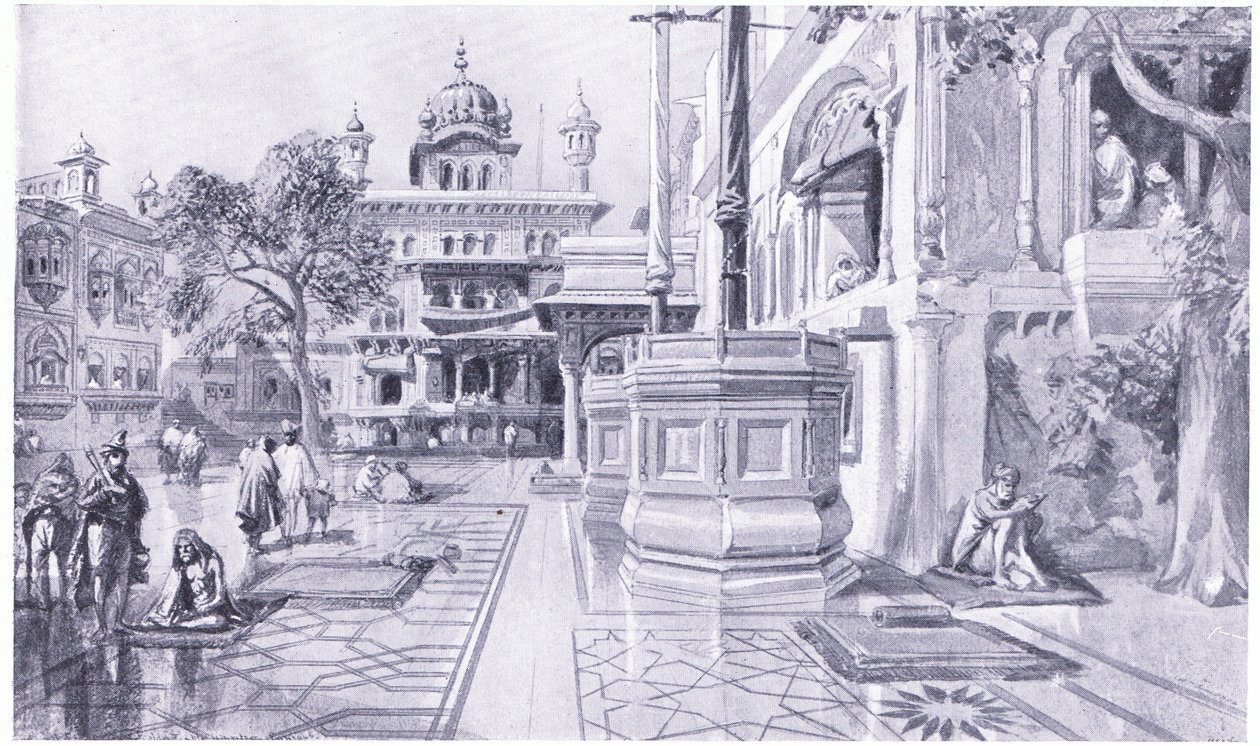 Akal Bunga w Złotej Świątyni w Amritsar, 1864 AD autorstwa William Crimea Simpson
