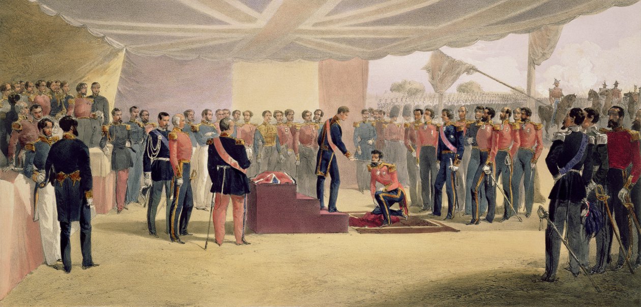 Inwestytura Orderu Łaźni, tablica z „Siedziba wojny na Wschodzie”, wyd. autor: Paul und Dominic Colnaghi und Co., 1856 autorstwa William Crimea Simpson