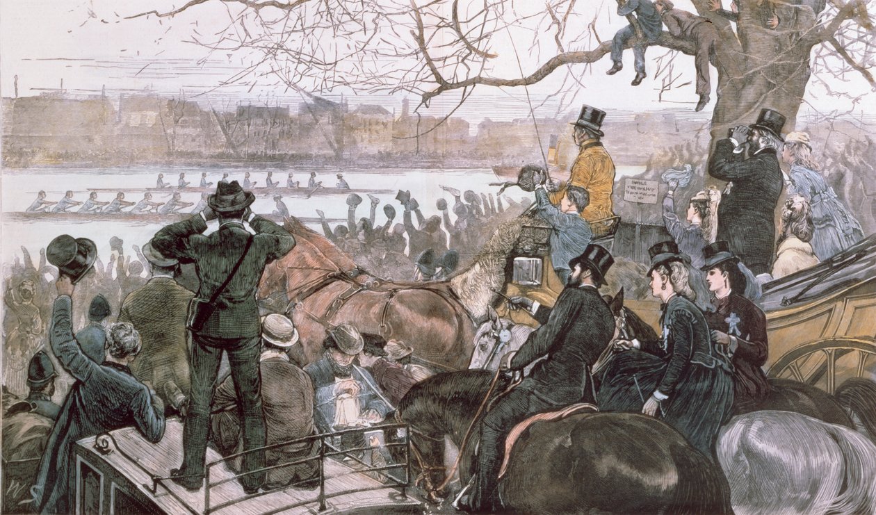Wyścig łodzi w Oxfordzie i Cambridge, 1871 autorstwa William Crimea Simpson