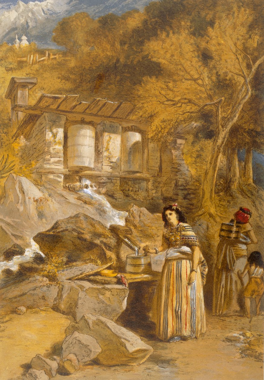 Cylindry modlitewne Tybetu, „Indie starożytne i współczesne”, 1867 r. autorstwa William Crimea Simpson