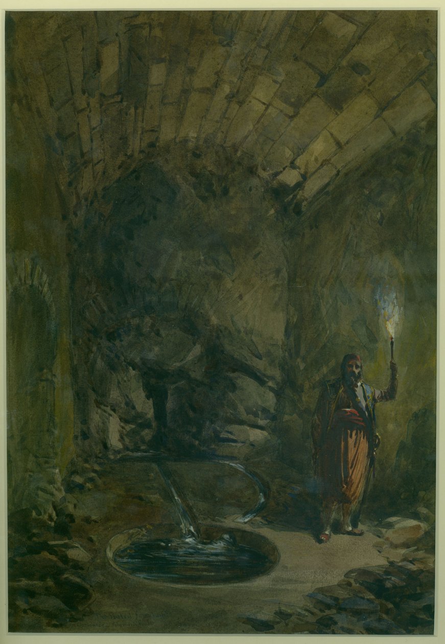 „Zapieczętowana Fontanna” Źródło - Basen Salomona, 1870 (wc i ołówek na papierze) autorstwa William Crimea Simpson