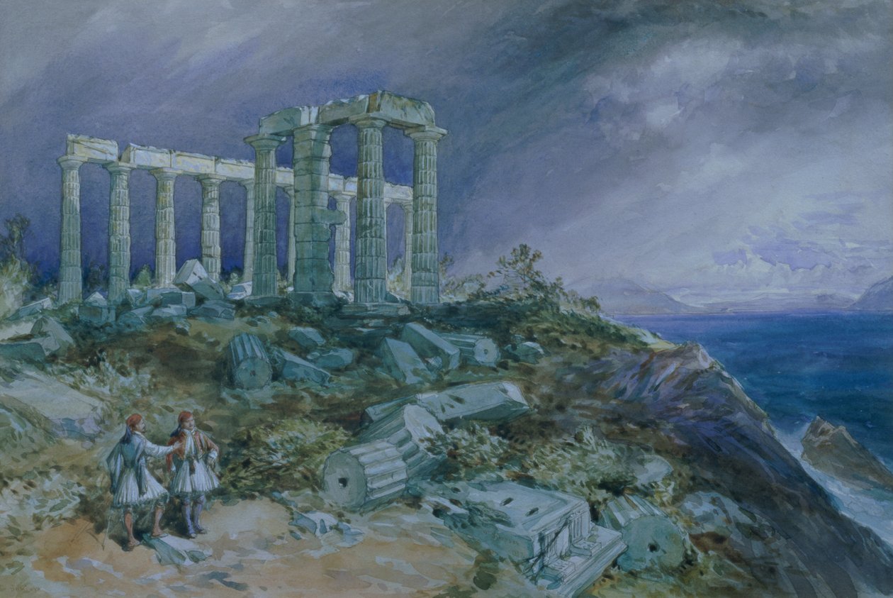 Świątynia Posejdona, Sunium, 1877 autorstwa William Crimea Simpson