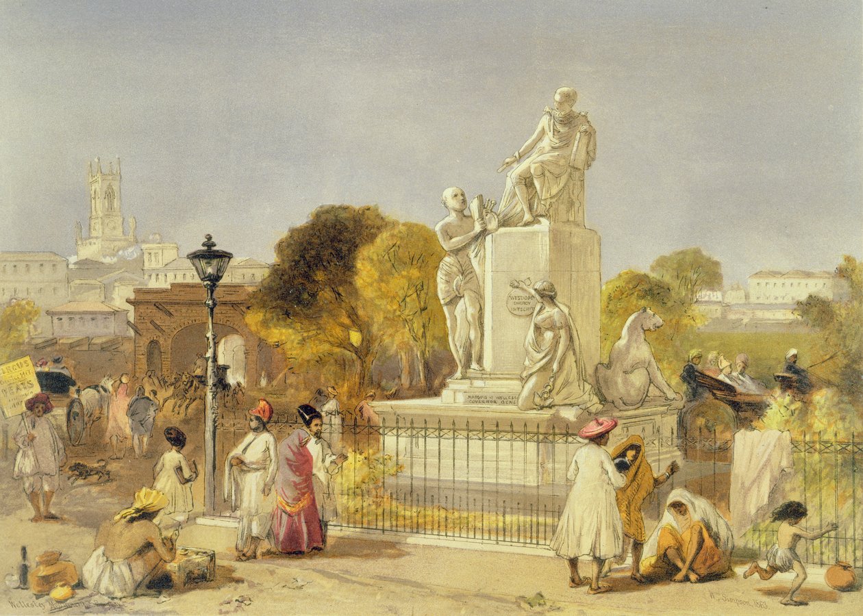 Pomnik Wellesleya, Bombaj, 1863 (chromolit) autorstwa William Crimea Simpson