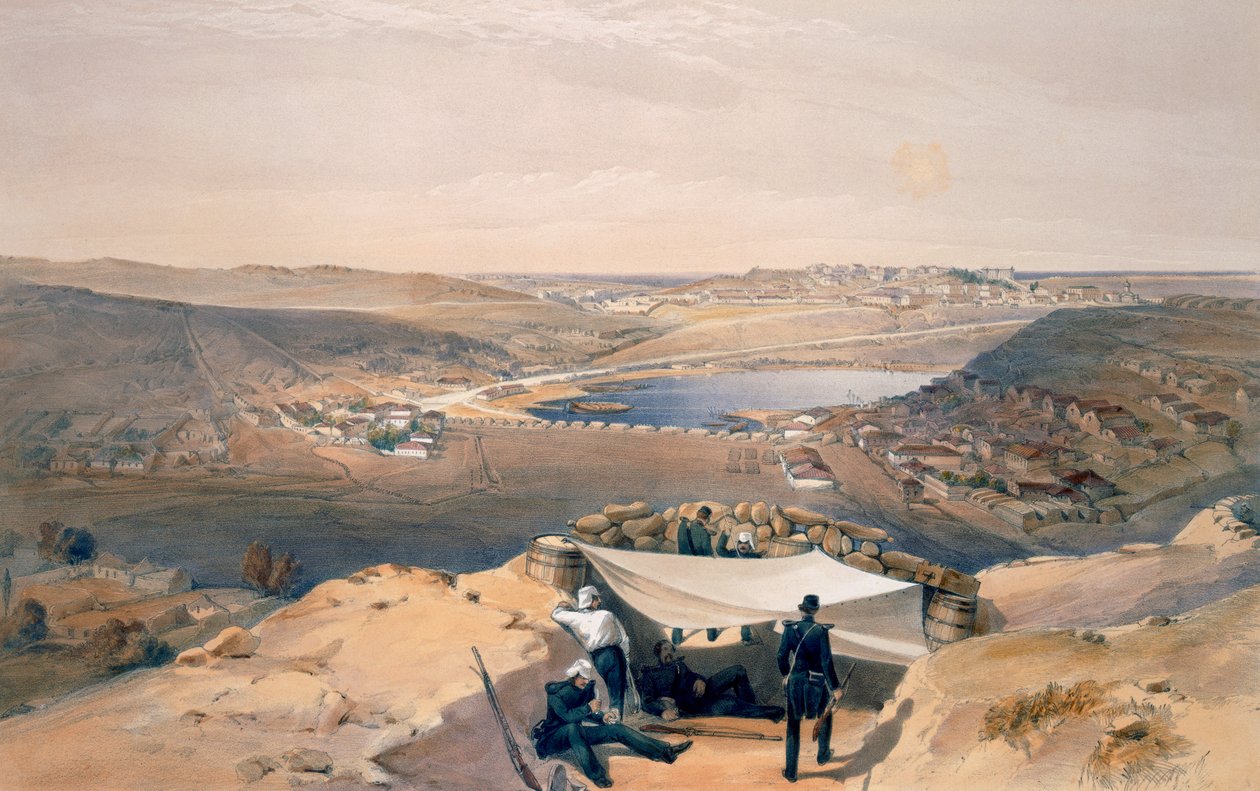 Baterie miejskie, czyli wewnętrzne fortyfikacje Sewastopola, tablica z „Siedziba wojny na wschodzie”, wyd. autor: Paul und Dominic Colnaghi und Co., 1856 autorstwa William Crimea Simpson