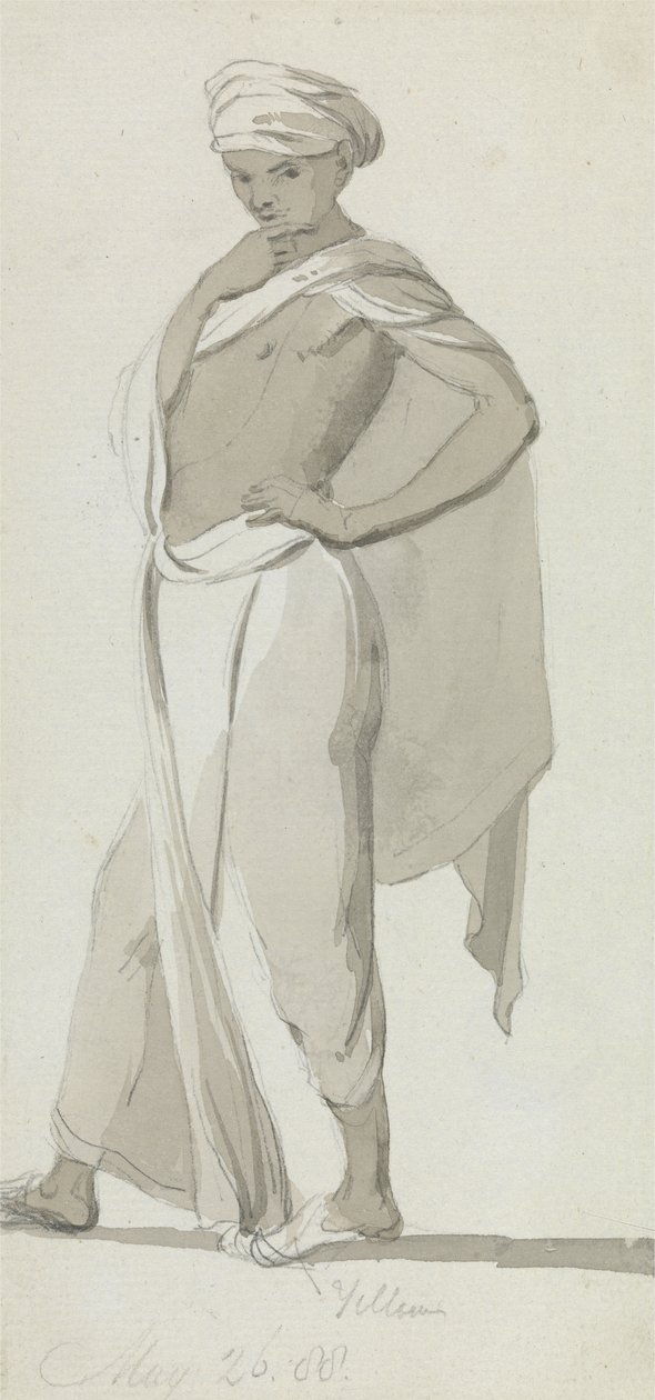 Młody Indianin, ok. 1788 (przemycie grafitem na papierze) autorstwa William Daniell