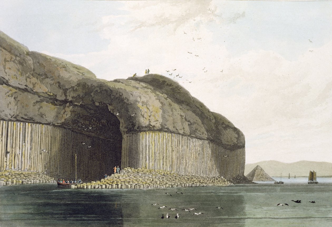 Wejście do jaskini Fingala, Staffa, z „Podróży po Wielkiej Brytanii”, opublikowanej w 1817 r. autorstwa William Daniell