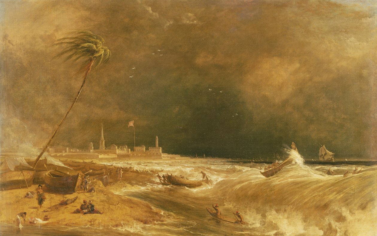Madras, czyli Fort St. George, w Zatoce Bengalskiej – Przemijający szkwał, 1833 autorstwa William Daniell