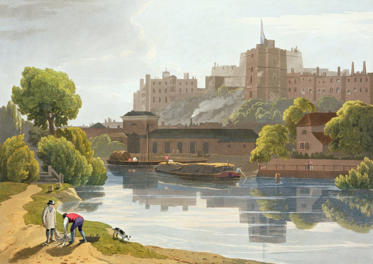 Zamek Windsor, z kompilacji widoków Windsor, Eton i Virginia Water, ok. 1827-30 autorstwa William Daniell