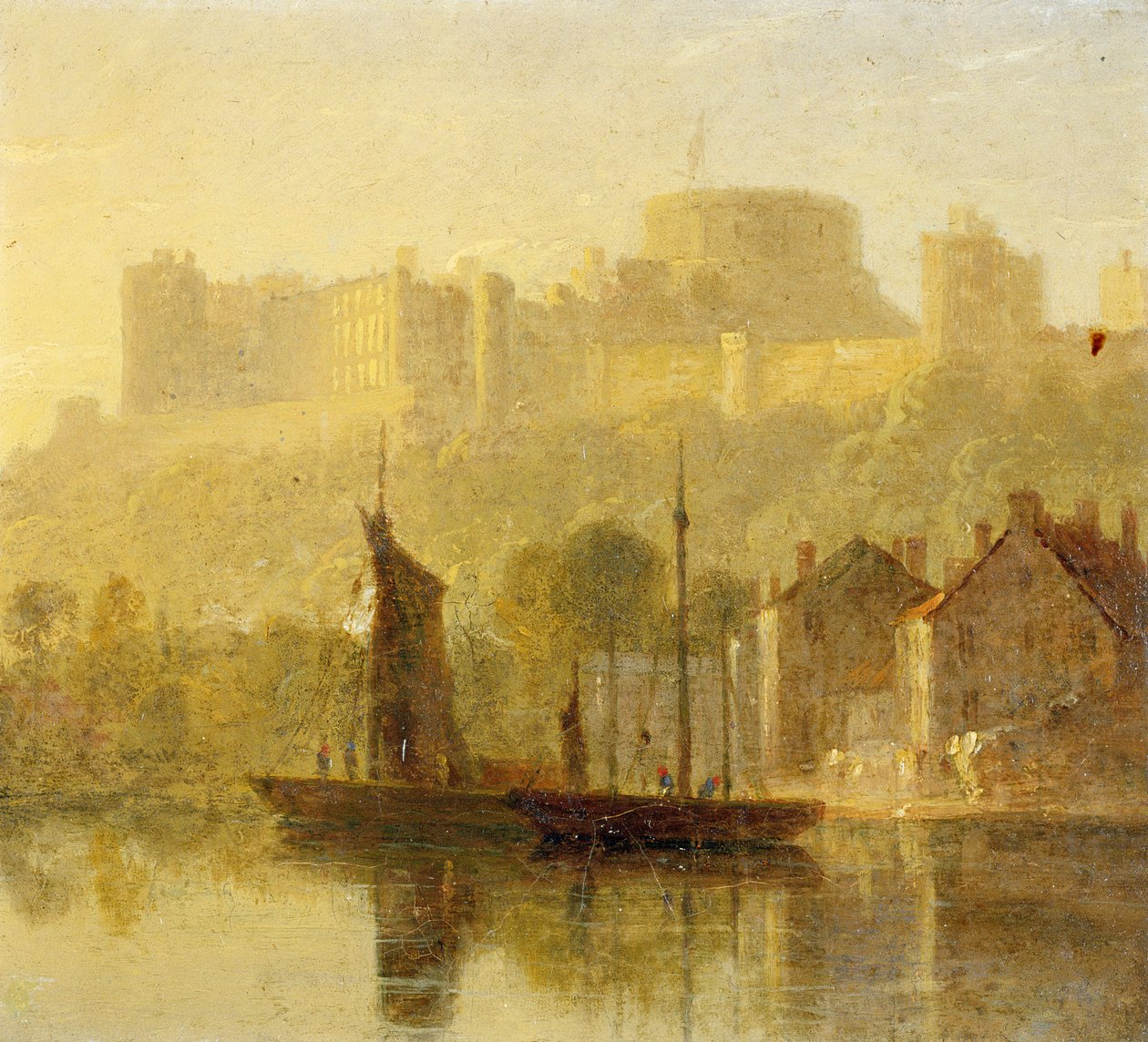 Zamek Windsor od Tamizy (olej na tartaku) autorstwa William Daniell