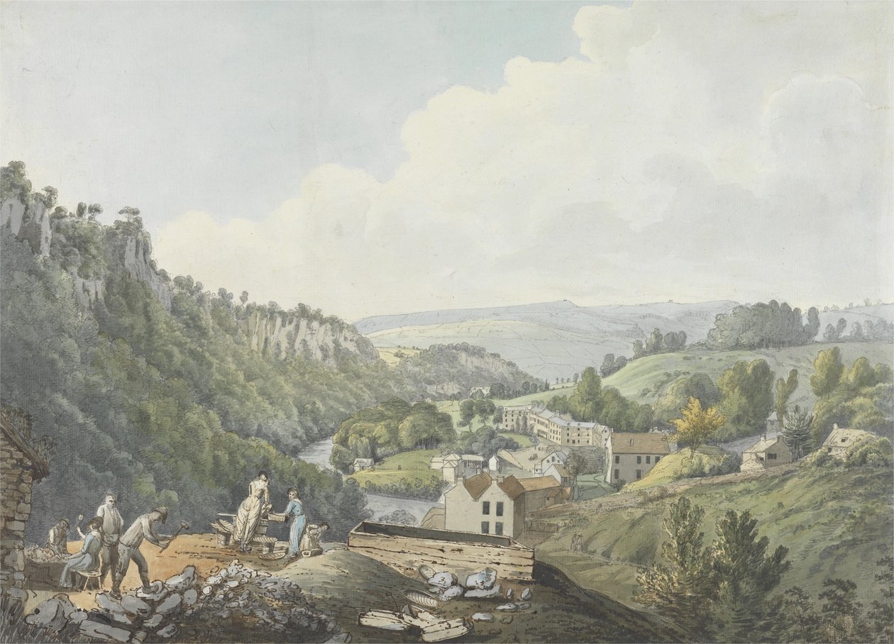 Matlock Baths, Derbyshire, c.1789 (wc, długopis i brązowy tusz, grafit i pranie na papierze czerpanym) autorstwa William Day