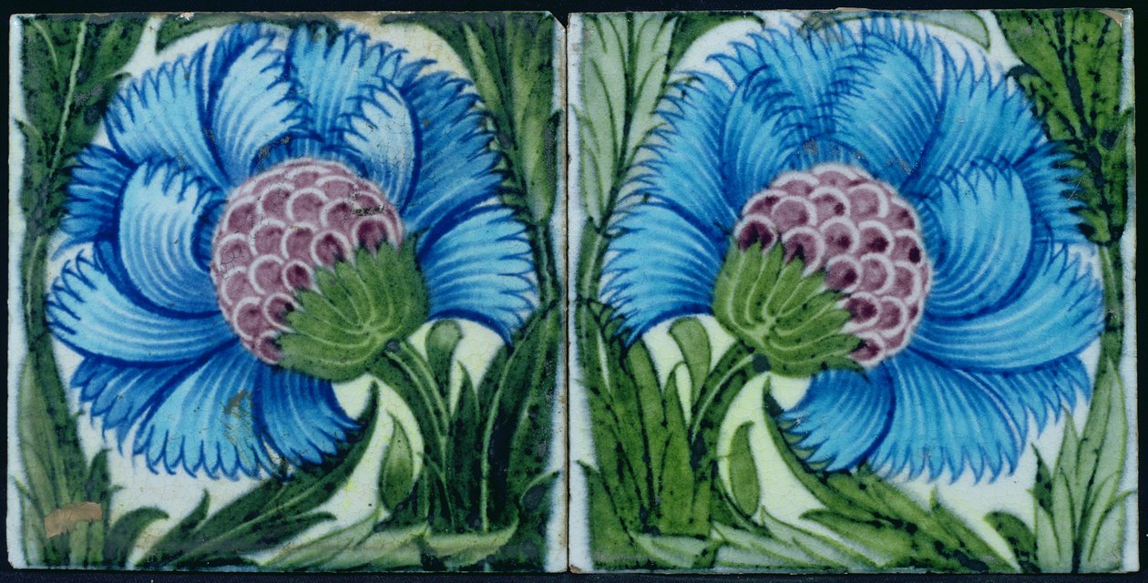 Płytki z motywem kwiatowym w stylu perskim (ceramiczne) autorstwa William de Morgan