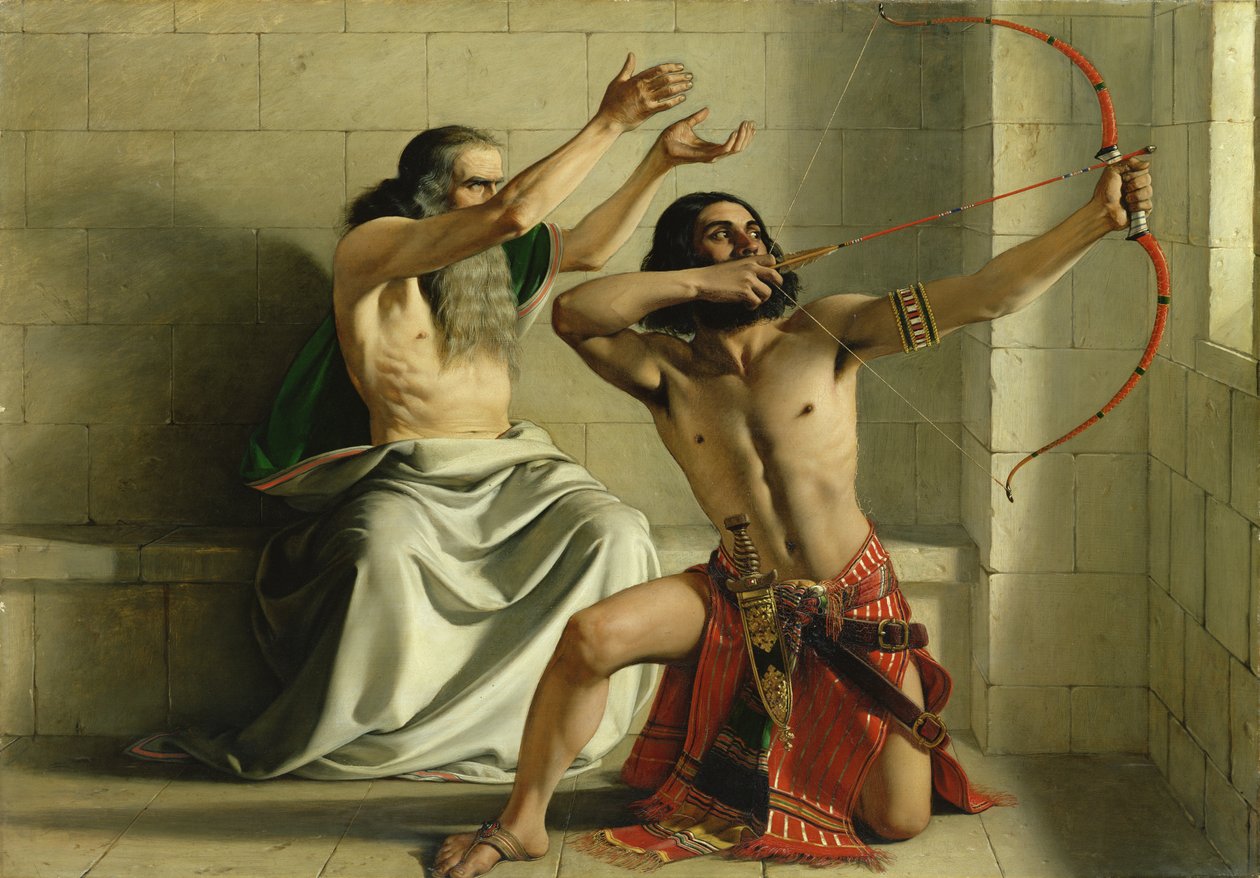 Joash strzelający ze strzały wyzwolenia, 1844 autorstwa William Dyce