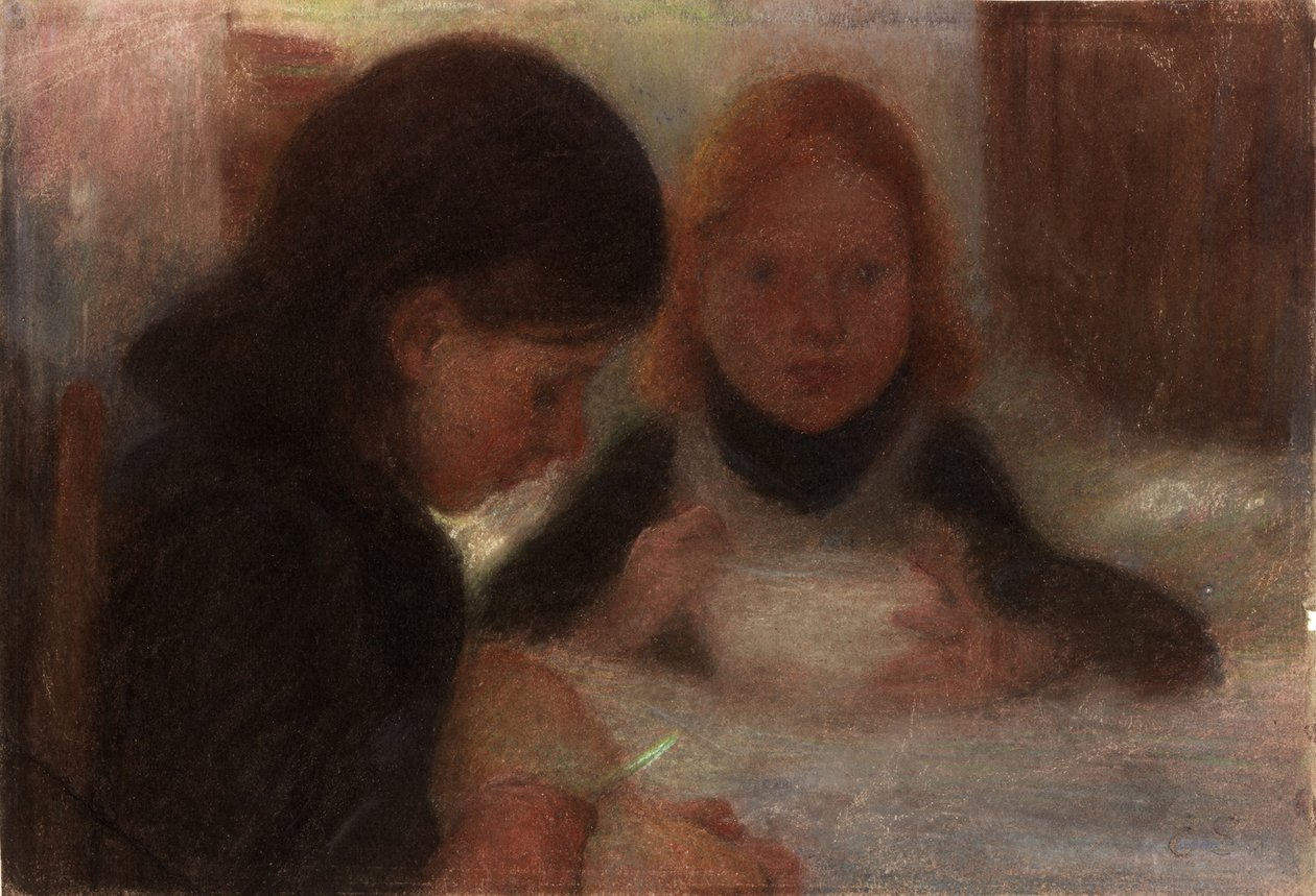 Studium do „Sunday Morning” (pastel i ołówek na papierze (na kartonie)) autorstwa William Edward Stott