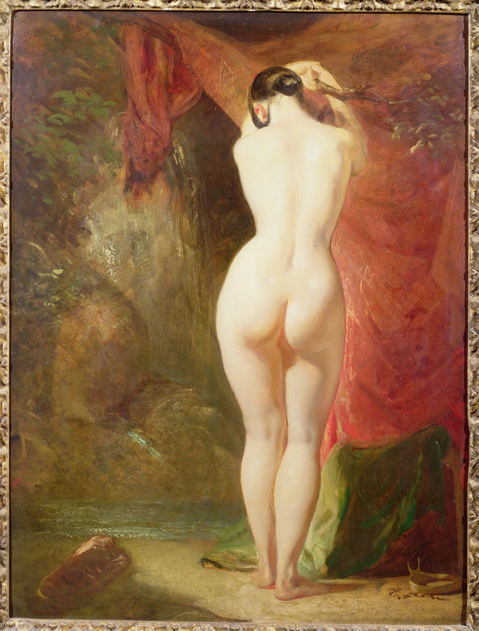 Diana stojąca przy wodospadzie (panel) autorstwa William Etty
