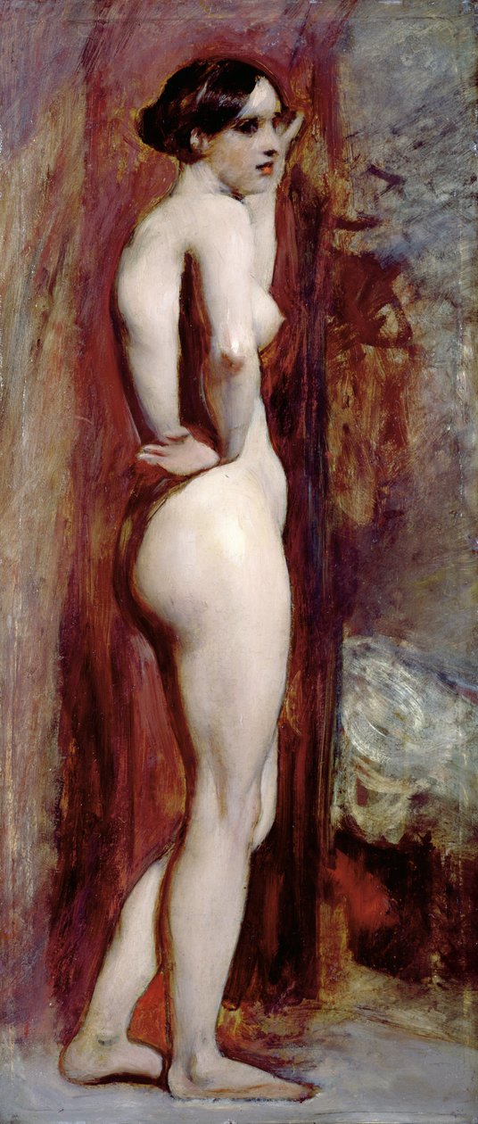 Akt kobiecy z boku, 1830 (olej na płycie pilśniowej) autorstwa William Etty