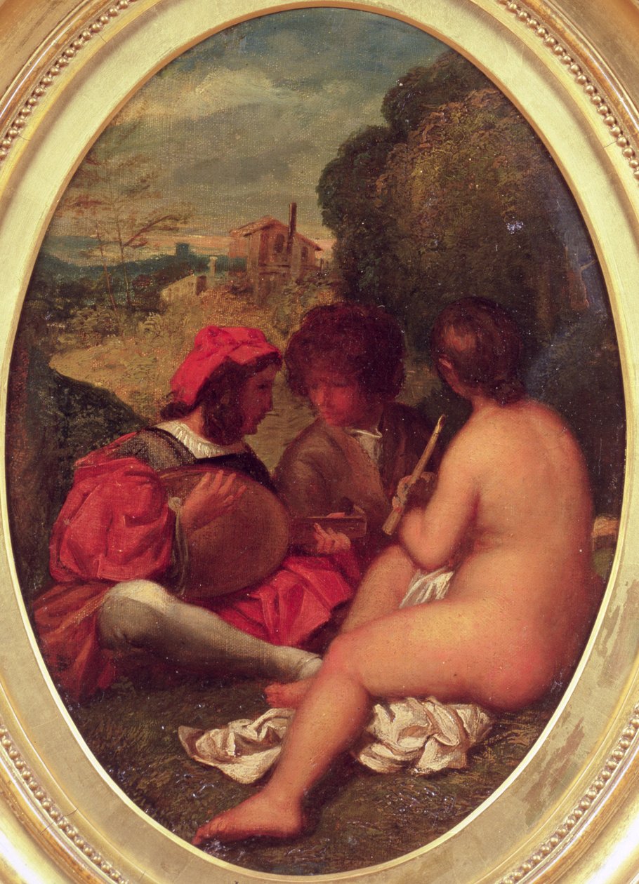 Le Concert Champetre, wg Tycjana (olej na płótnie na płycie) autorstwa William Etty