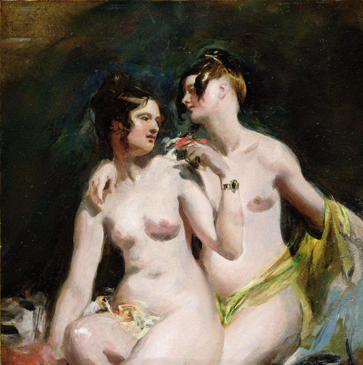 Dwie kobiece akty (olej na papierze na płótnie) autorstwa William Etty