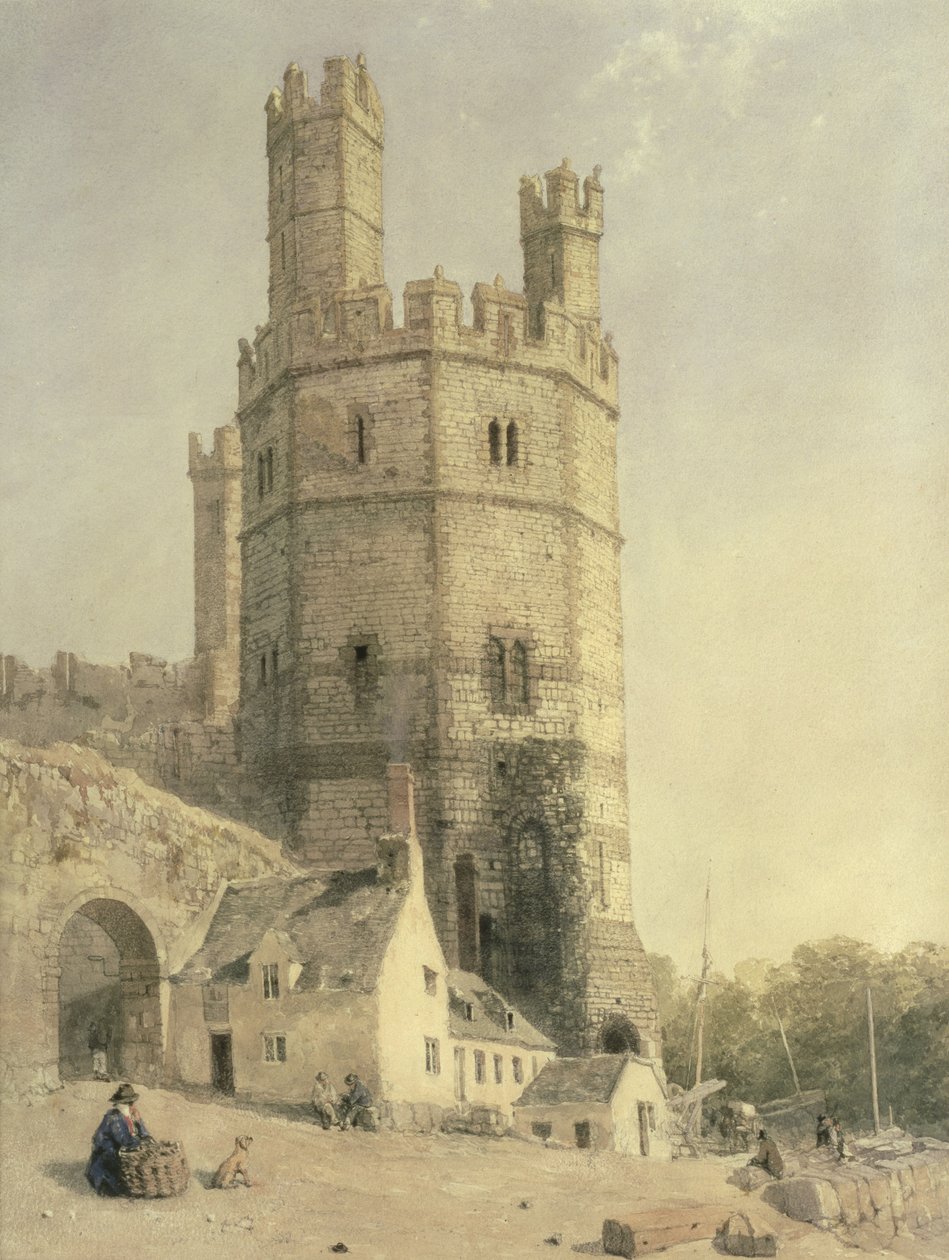 Zamek Caernarfon, ok. 1842-52 autorstwa William Evans
