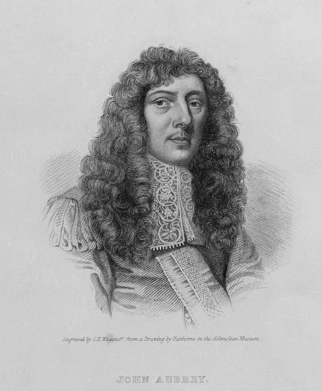 John Aubrey, grawerowane przez Charlesa Edena Wagstaff autorstwa William Faithorne