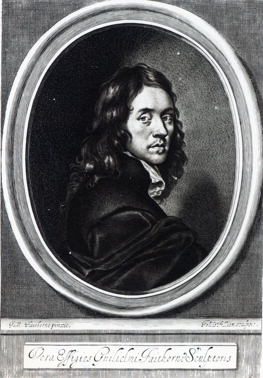 Autoportret, wyryty przez Johna Filliana (fl.1658-80), ok. 1658-70 autorstwa William Faithorne