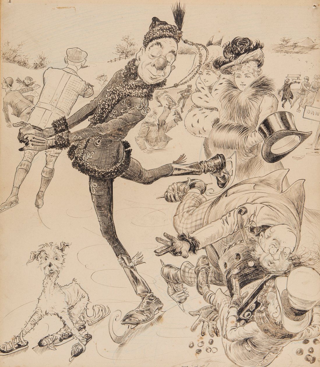 Jazda na łyżwach Ally Sloper, 1902 autorstwa William Fletcher Thomas