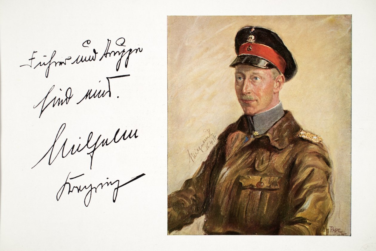Wilhelm, książę koronny Niemiec w mundurze wojskowym, wyd. 16 kwietnia 1917 (litografia kolorowa) autorstwa William Friedrich Georg Pape
