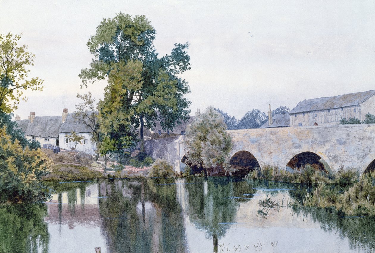 Kamienny most do wsi, 1889 (wc na papierze) autorstwa William Garden Fraser