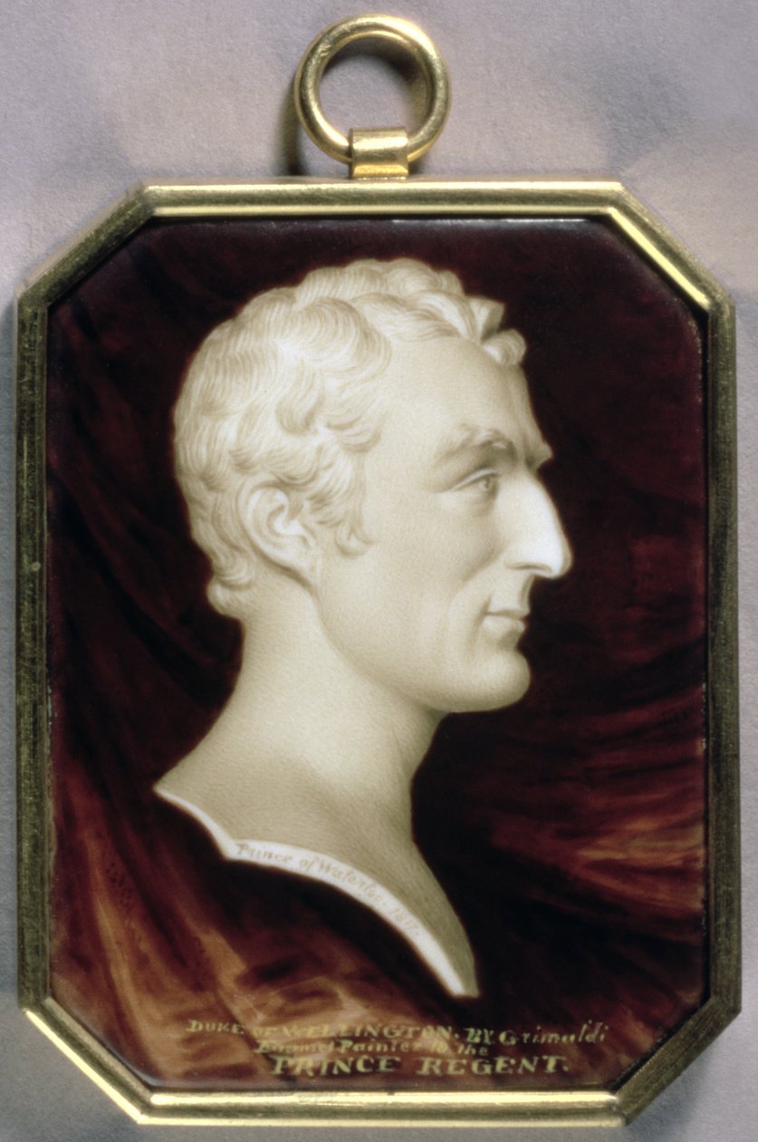 Miniatura portretowa Arthura Wellesleya, 1. księcia Wellington (1769-1852) w formie marmurowej kamei trompe l
