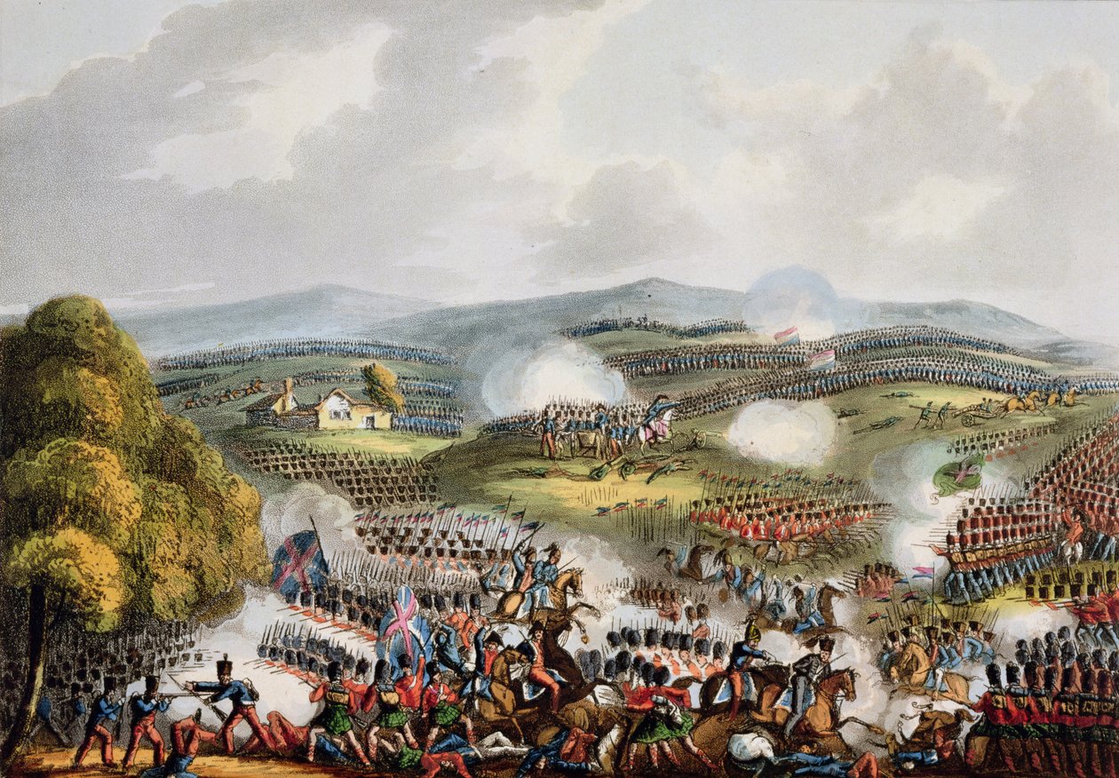 Bitwa pod Quatre Bras, 16 czerwca 1815 r., z "The Martial Achievements of Great Britain and her Allies from 1799 to 1815", autorstwa Jamesa Jenkinsa, rytowane przez Thomasa Sutherlanda (ur. 1785), opublikowane 1815 r. (aq autorstwa William Heath
