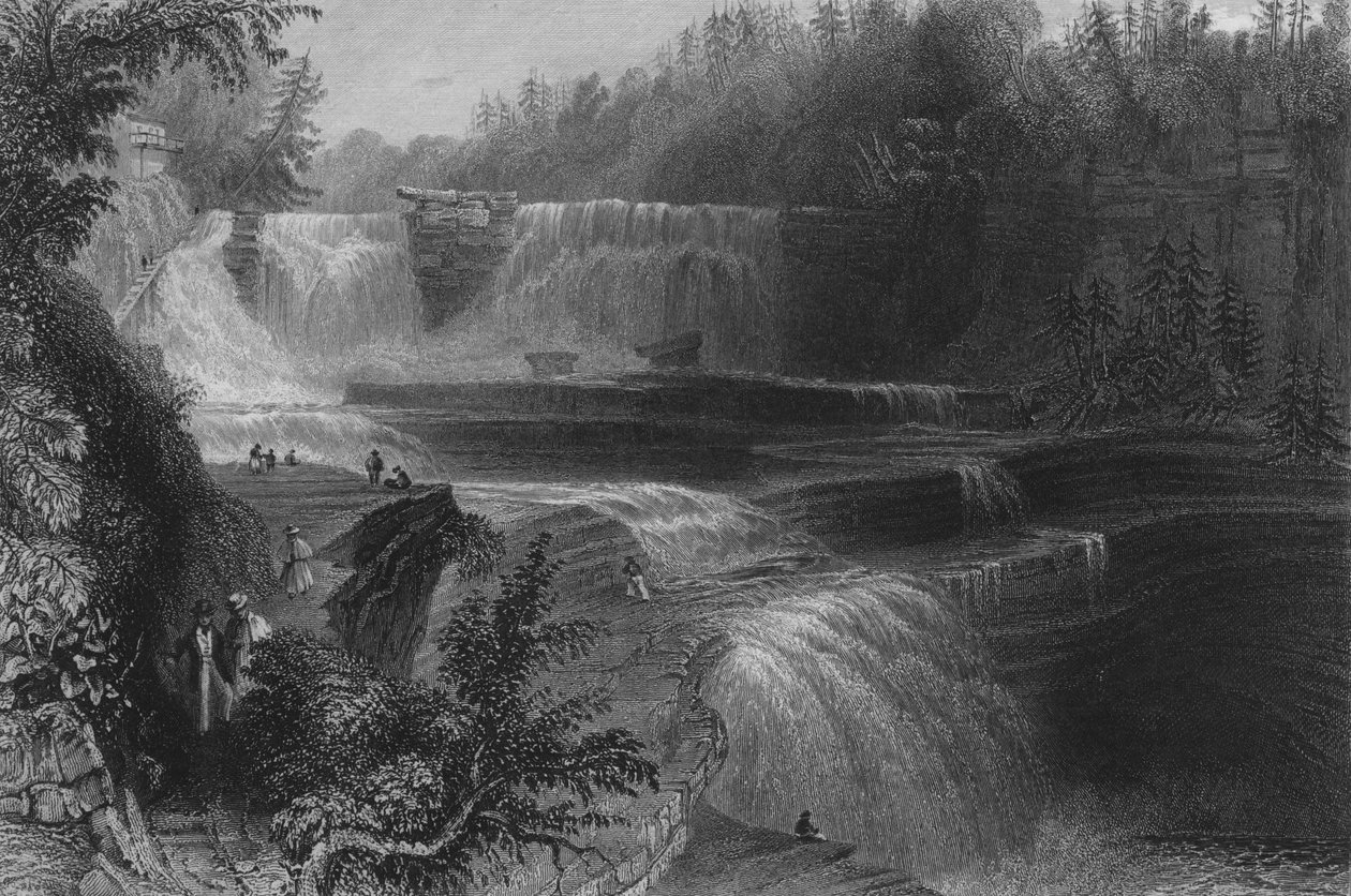 Trenton High Falls, 1838 autorstwa William Henry Bartlett