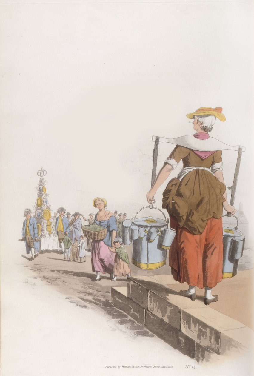 Mleczna kobieta, z kostiumu brytyjskiego, ok. 1819 r. autorstwa William Henry Pyne