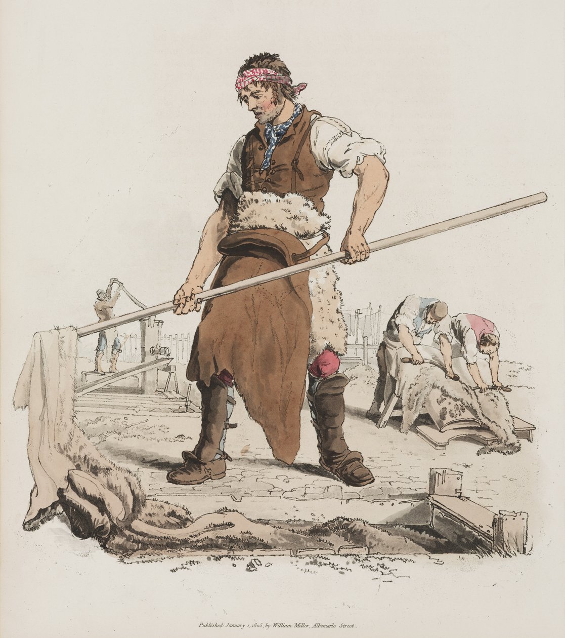 Opalanie, z kostiumu Wielkiej Brytanii, 1805 (akwatinta ręcznie kolorowana) autorstwa William Henry Pyne