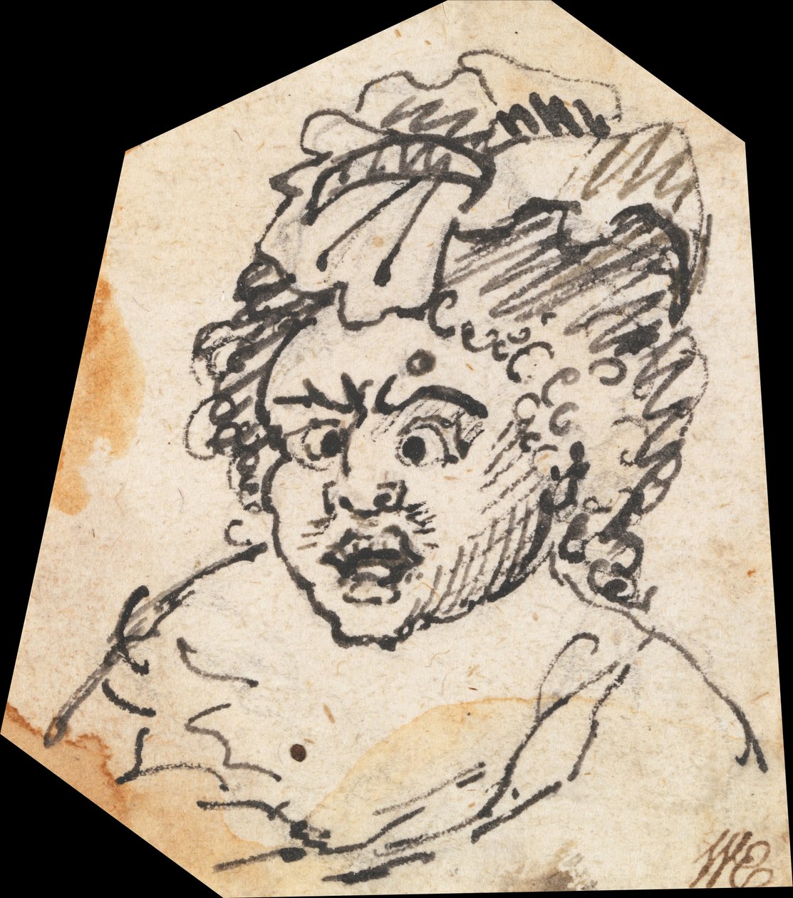 Groteskowa męska głowa autorstwa William Hogarth