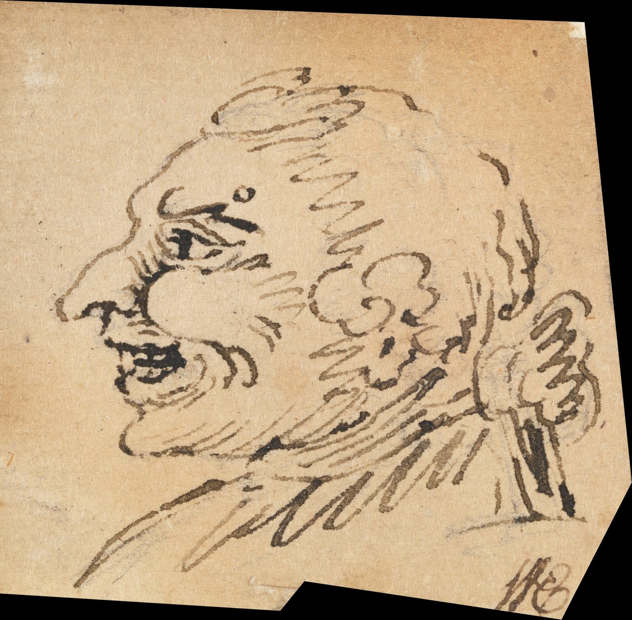 Groteskowa męska głowa autorstwa William Hogarth