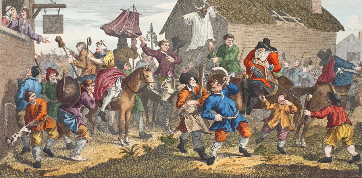 Hudibras spotyka Skimmingtona, ilustracja z "Hogarth Restored: The Whole Works of the celebrated William Hogarth, re-engraved by Thomas Cook