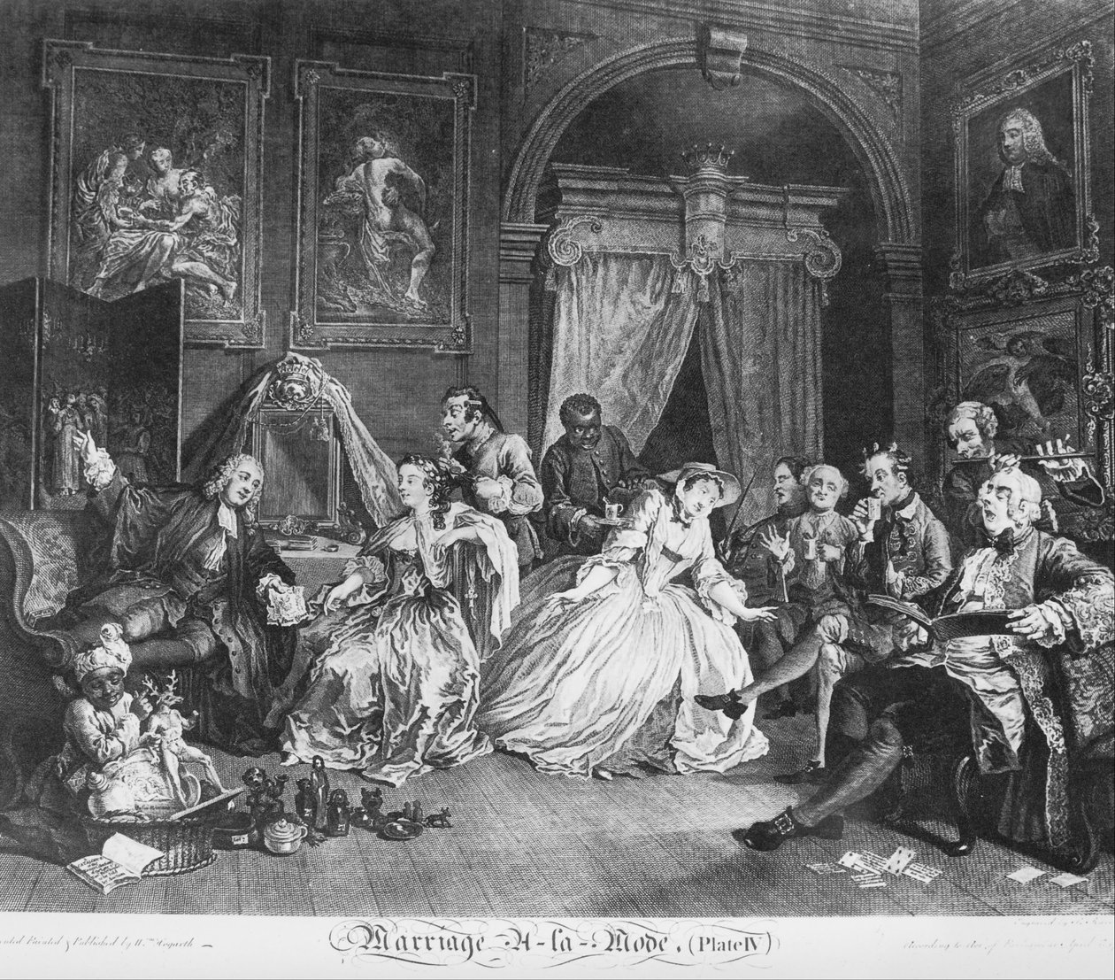 Małżeństwo à la Mode, płyta 4, (Hrabina Levee) autorstwa William Hogarth