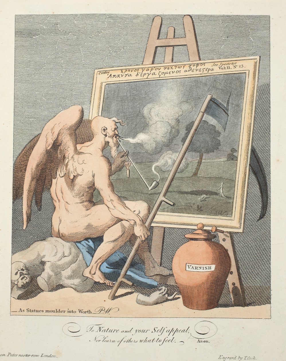 Czas palenia obrazu, ilustracja z „Hogarth Restored: The Whole Works of the sławny William Hogarth, ponownie grawerowany przez Thomasa Cooka”, wyd. 1812 (grawerowanie ręcznie kolorowane) autorstwa William Hogarth