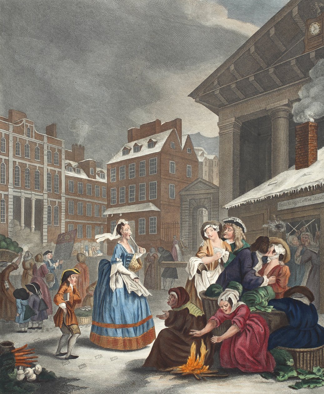 Pory dnia: rano, ilustracja z „Hogarth Restored: The Whole Works of the sławny William Hogarth, ponownie grawerowany przez Thomasa Cooka”, wyd. 1812 (grawerowanie ręcznie kolorowane) autorstwa William Hogarth