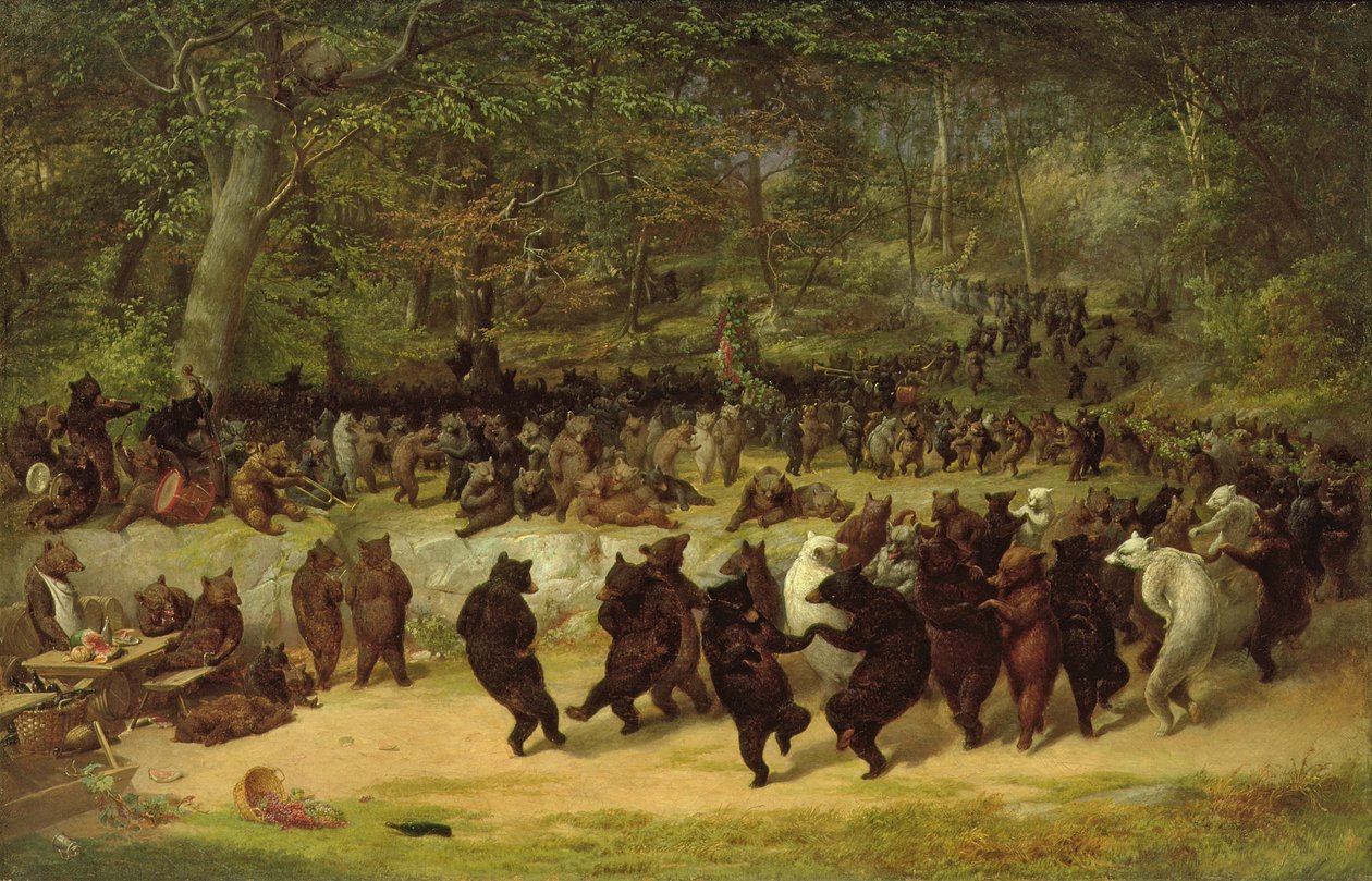 Taniec niedźwiedzia, ok. 1850 autorstwa William Holbrook Beard