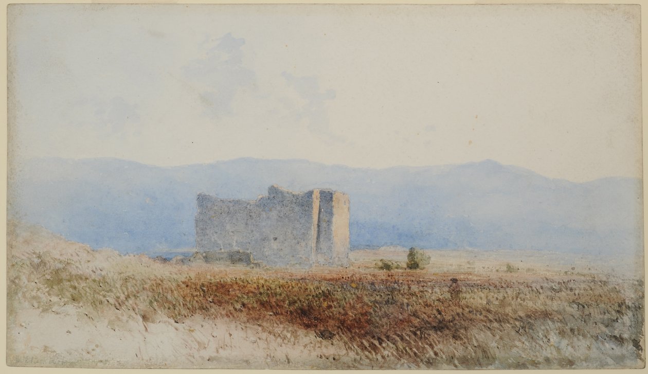 Buits Castle k. Bewcastle, 1840-58 (wc na papierze) autorstwa William James Blacklock