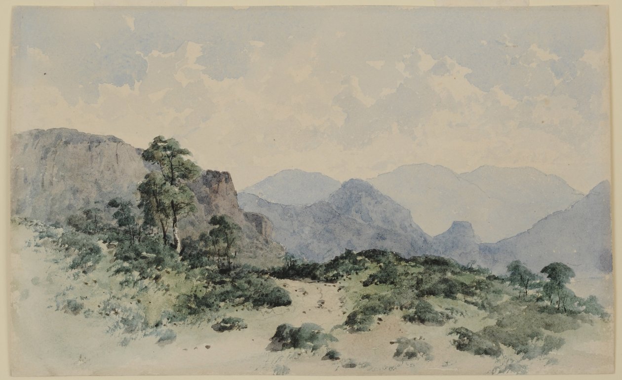 Lake District Fells, Borrowdale, 1840-58 (wc na papierze) autorstwa William James Blacklock