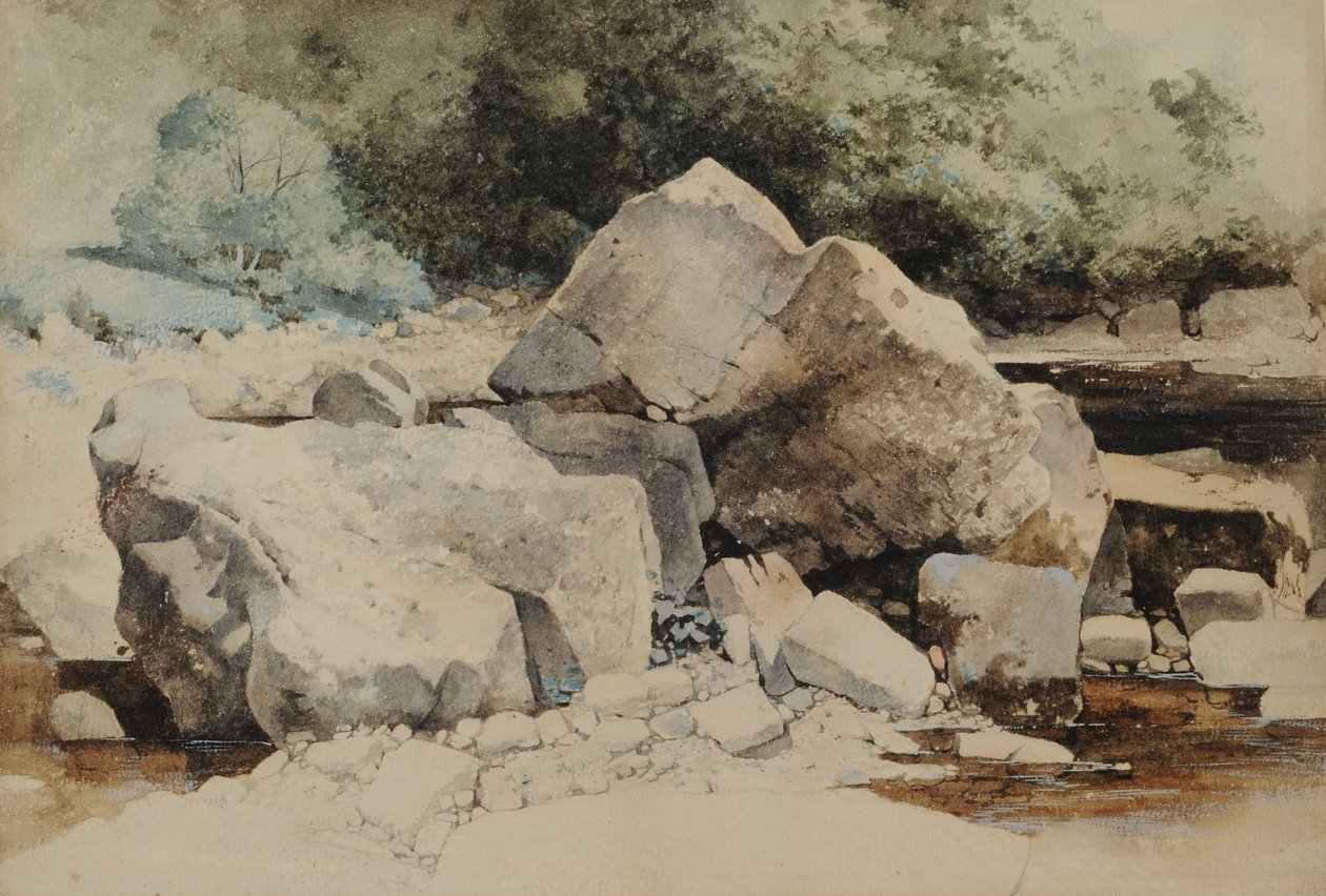 Skały w górskim potoku, 1840-58 (wc na papierze) autorstwa William James Blacklock