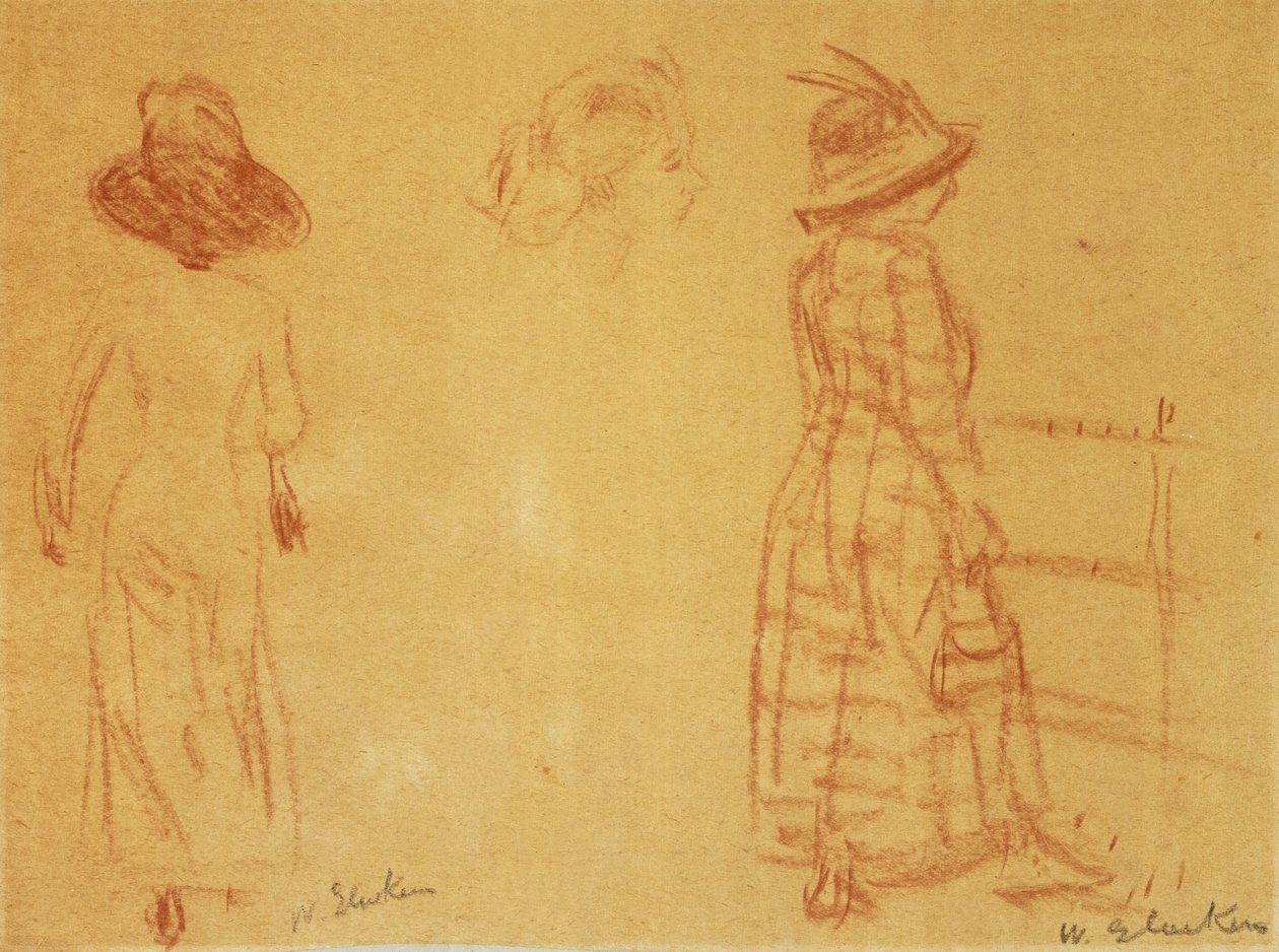 Czerwony - dwie kobiety i głowa autorstwa William James Glackens