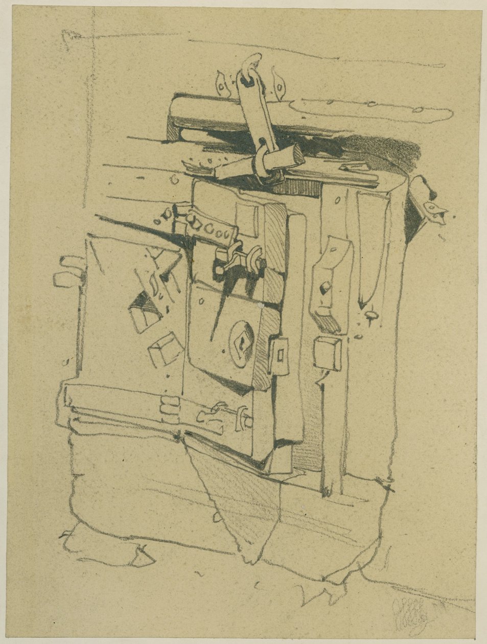 Drzwi Sejfu (ołówek na papierze (wklejony na tablicę)) autorstwa William James Muller
