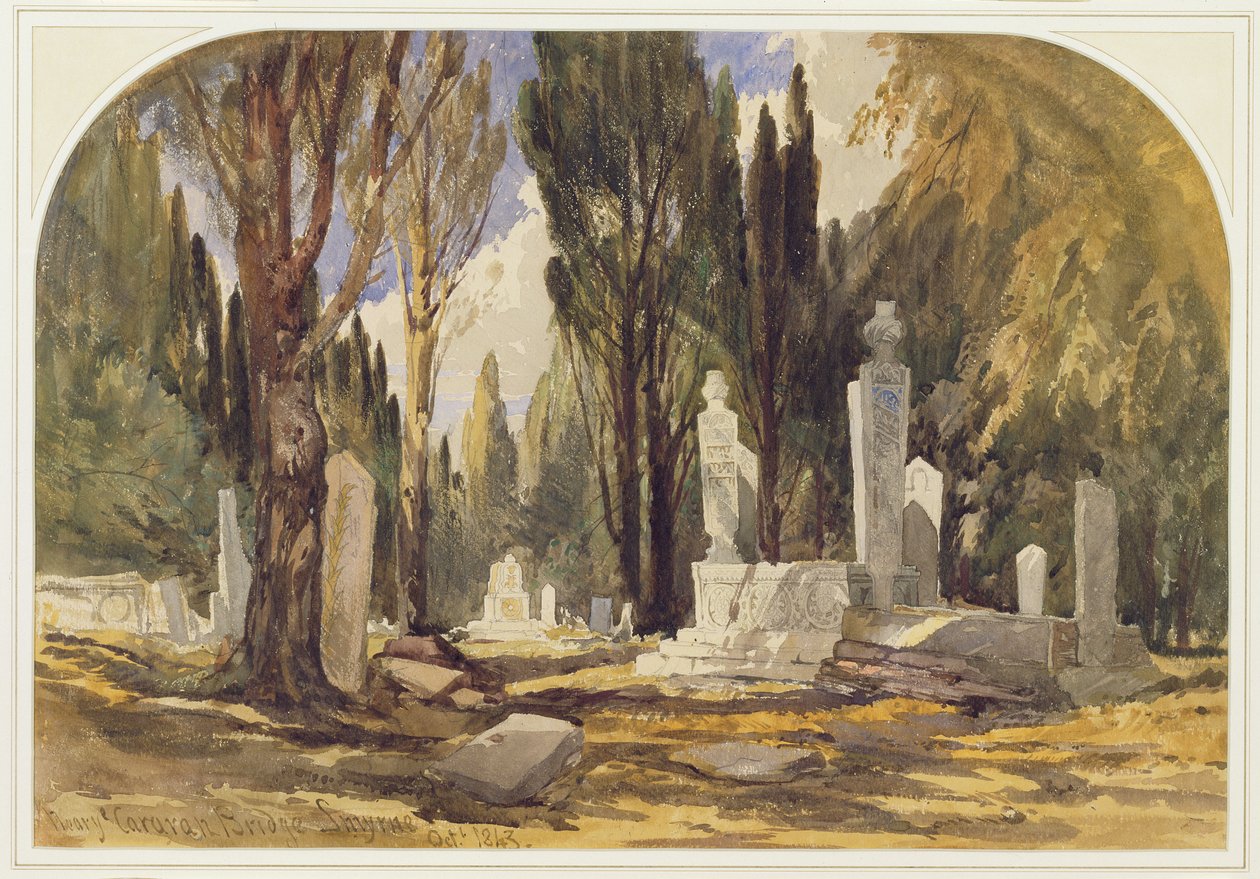 W pobliżu Mostu Karawanowego, Smyrna, 1843 (wc na graficie) autorstwa William James Muller