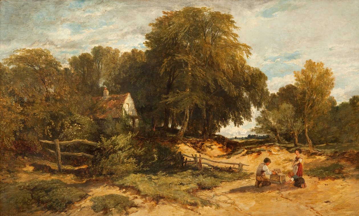 Zalesiony pejzaż z dziećmi, 1845 autorstwa William James Muller