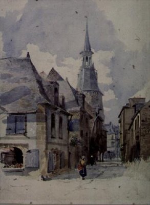 Ulica w Dinan, Francja (rysunek) autorstwa William Linnaeus Casey