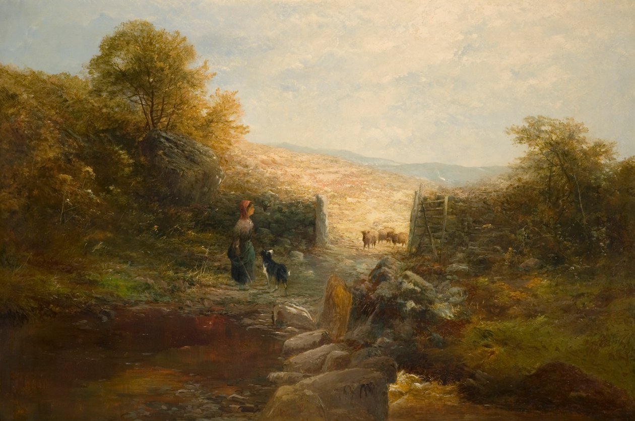 Pasterka z owcami autorstwa William Linnell