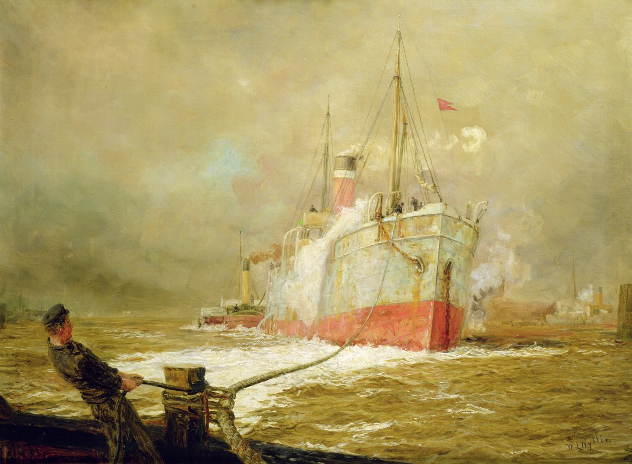 Dokowanie statku towarowego autorstwa William Lionel Wyllie